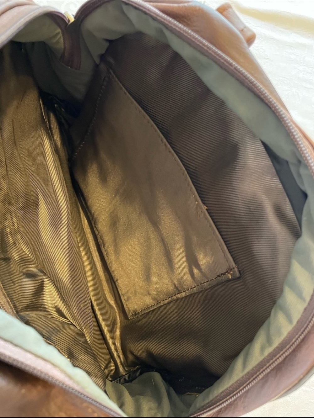 Faux Fur Brown Tote Bag with Leather Straps - Picture 9 of 11